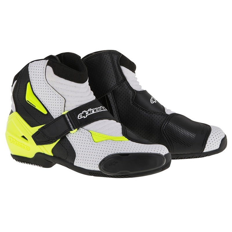 Alpinestars SMX-1 R Vented Ride Motorcycle Boots - Black/White/Fluro/Yellow