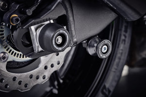 EP Paddock Stand Bobbins fitted effortlessly into the rear wheel swingarm of the Kawasaki ZX6R.