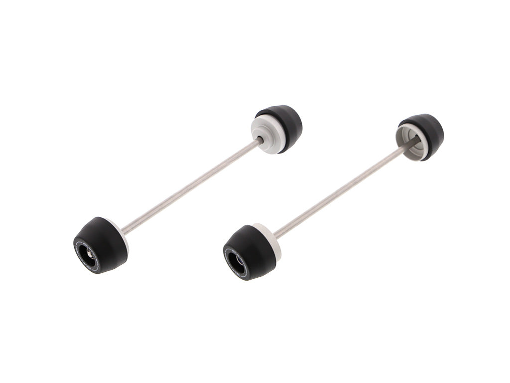 EP Spindle Bobbins Kit for the Yamaha YZF-R6 includes front fork crash protection and rear swingarm protection. Stainless steel spindle rods precisely fit the signature Evotech Performance nylon bobbins to either end of the motorcycleâs wheels.  