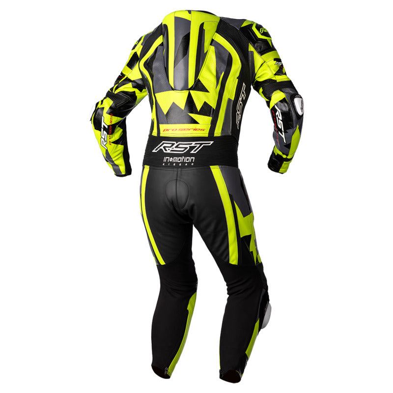 RST Pro Series CE Leather One Piece Race Suit - Grey/Lime Camo