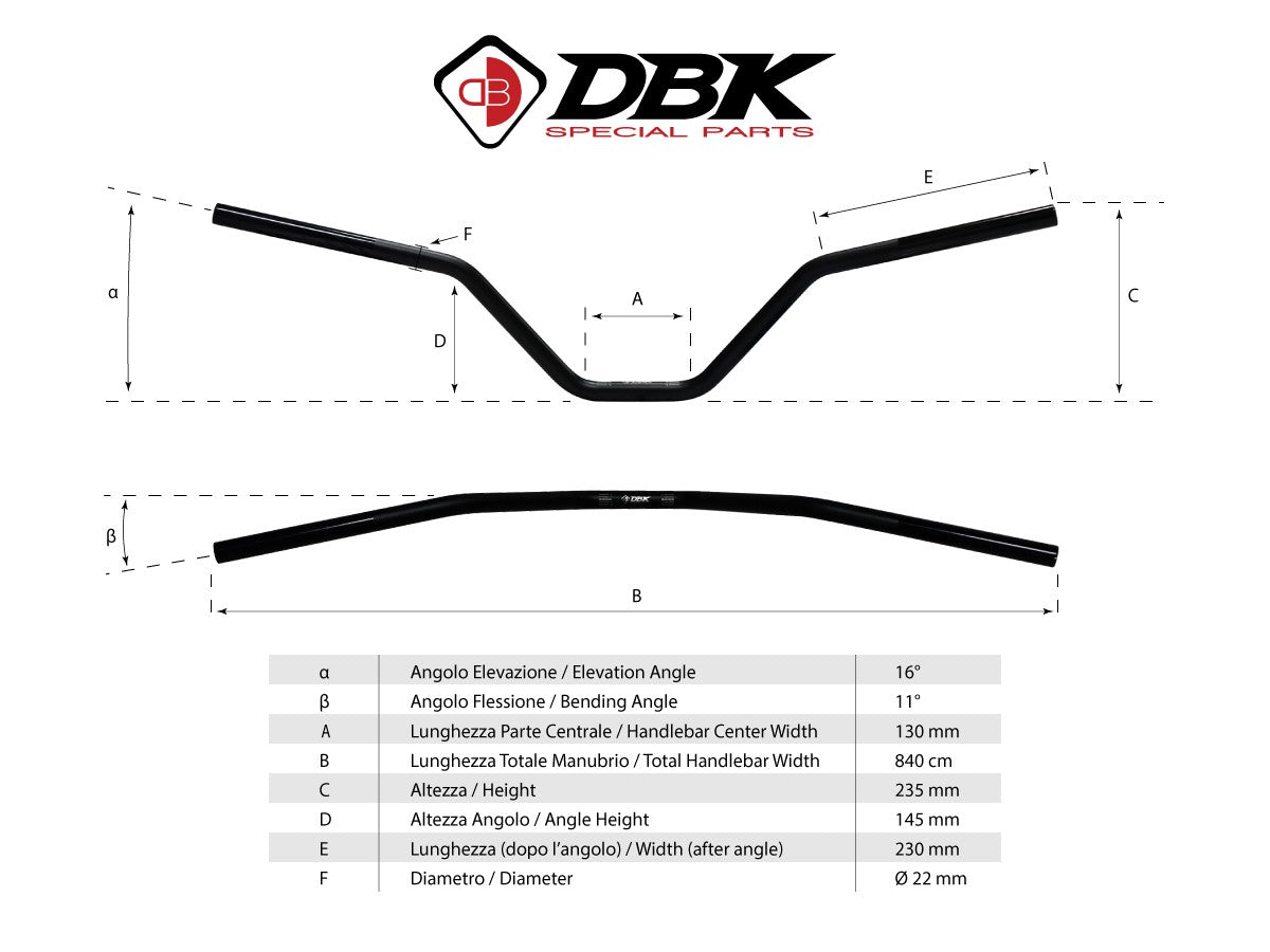 HAN03 - HIGH CURVE HANDLEBAR ?? 22 mm