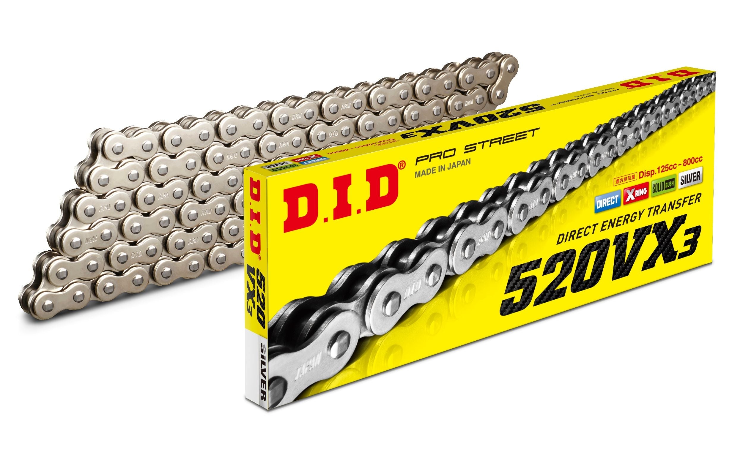 DID 520VX3 S&S -120 FB  Pro Street  X-Ring Silver Drive Chain